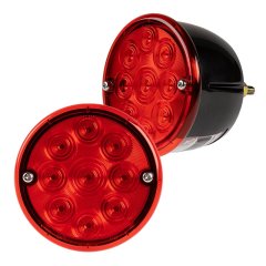 Round LED Truck and Trailer Lights Combo Box with License Plate Light - 4" Stop / Turn / Tail Lights - Universal Stud Mount 9 LEDs