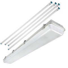 T8 Vapor Tight LED Linear Fixture with 4 T8 Tubes - Industrial LED Light - 4' Long