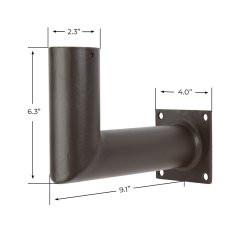 Angled Wall Mount Tenon Bracket - 2-3/8" Diameter Adapter - L-Shape Wall Mount Bracket