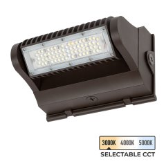 25W Selectable CCT Rotatable LED Wall Pack - Bypassable Photocell - 3375 Lumens - 100W MH Equivalent - 3000K/4000K/5000K - WPRCCT-SW3B25-HST1-BRP