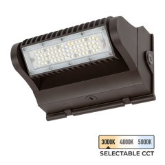 25W Selectable CCT Rotatable LED Wall Pack - Bypassable Photocell - 3375 Lumens - 100W MH Equivalent - 3000K/4000K/5000K