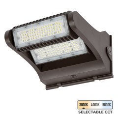 60W Selectable CCT Rotatable LED Wall Pack - Integrated Photocell - 8400 Lumens - 320W MH Equivalent - 3000K/4000K/5000K