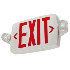 White LED Exit Sign/Emergency Light Combo with Battery Backup - Single or Double Face - Adjustable Light Heads