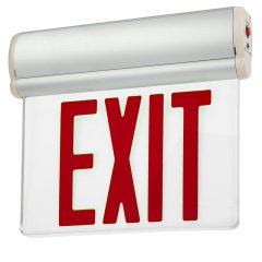 Edge Lit LED Exit Sign with Emergency Battery Backup - Single Face - Red / Green 