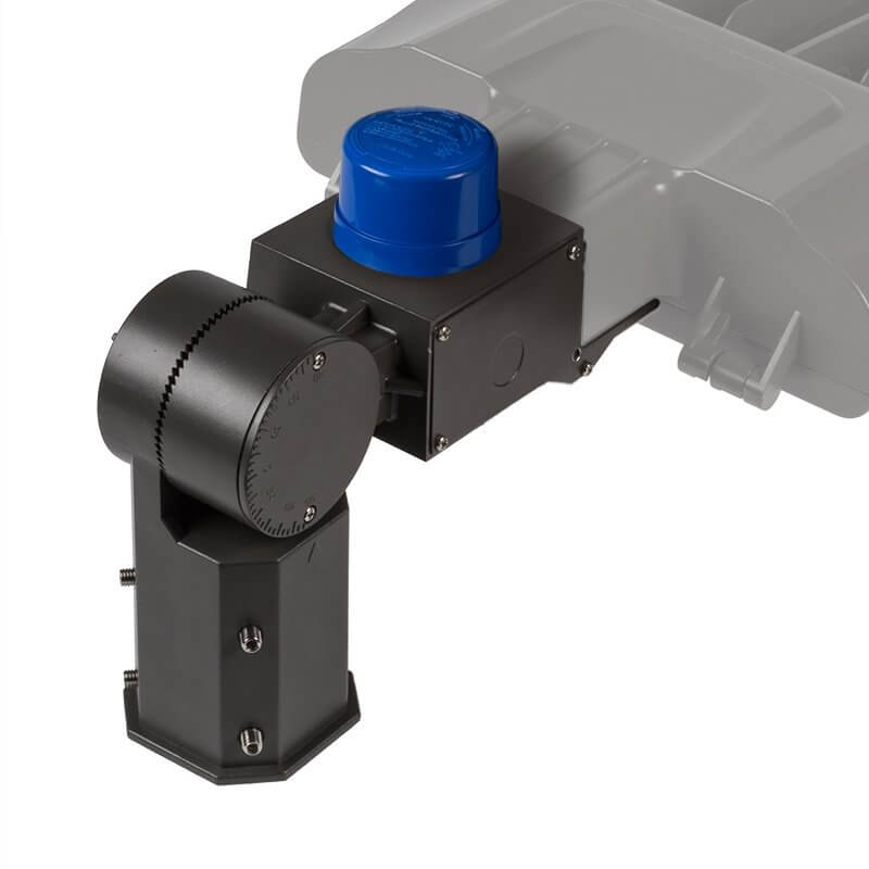 Blue photocell on a parking lot light